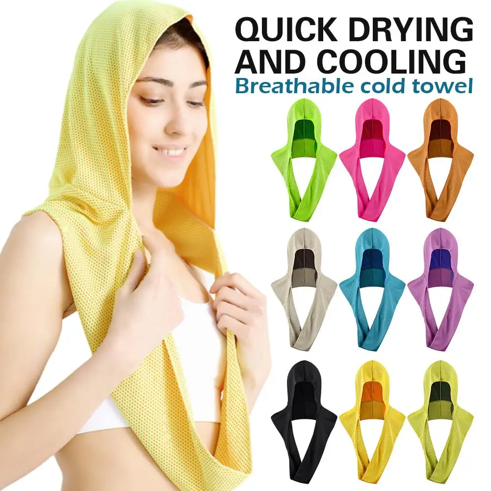 

Cooling Hoodie Towels For Hot Weather UPF 50+ Head & Neck Sun Protection Instant Cool Sweat Rag Cold Towel For Gym Ourdoor T0L3