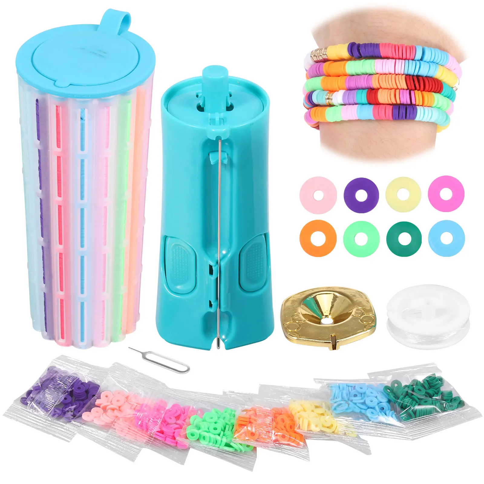 

DIY Charm Bracelet Machine Rotate Click Bracelet Making Kit DIY Jewelry Maker Kit Art Crafts Bracelets String Maker for Kid Gift