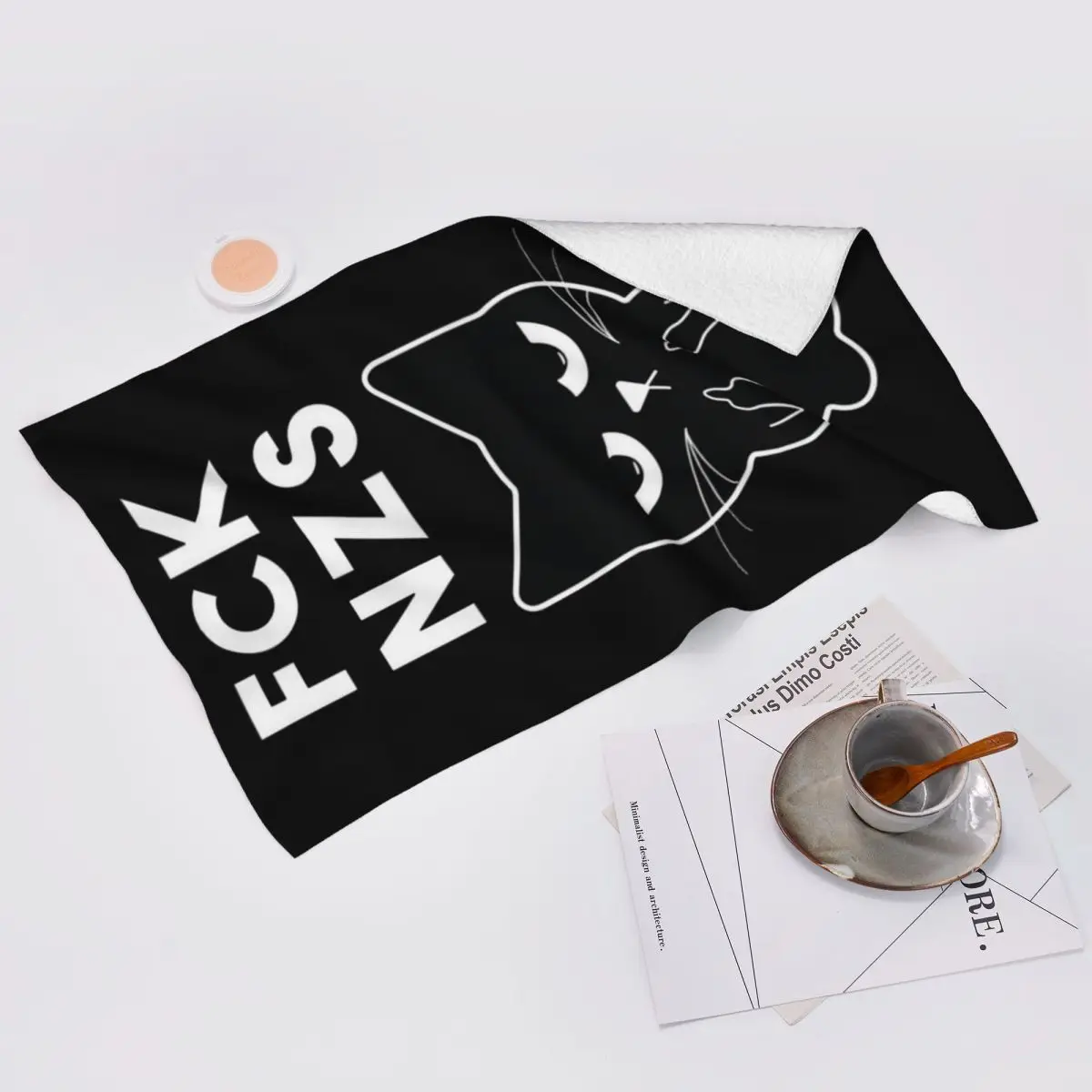 Custom Fck Nzs Cat Middle Finger Soft Face Towel Quick Dry Pool Bath Cotton Towels Absorbent Quick
