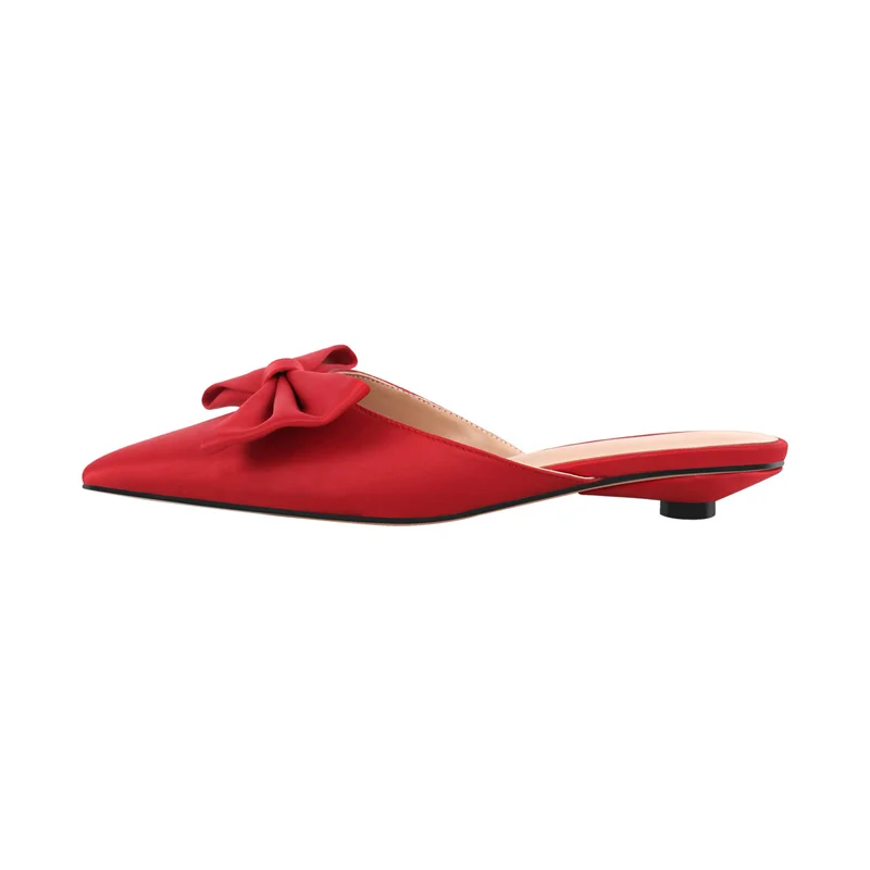 Onlymake Women Mules Pointed Toe Butterfly-knot Plus Size Shoes