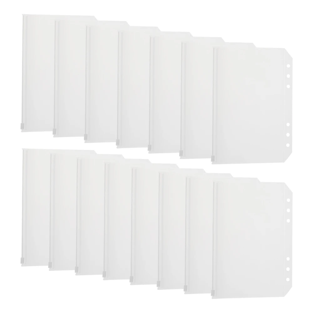 

15Pcs Plastic Binder Pockets 6 Holes Zipper Binder Pouch Folders Waterproof Notebook Binder Loose Leaf Bags Document Filing