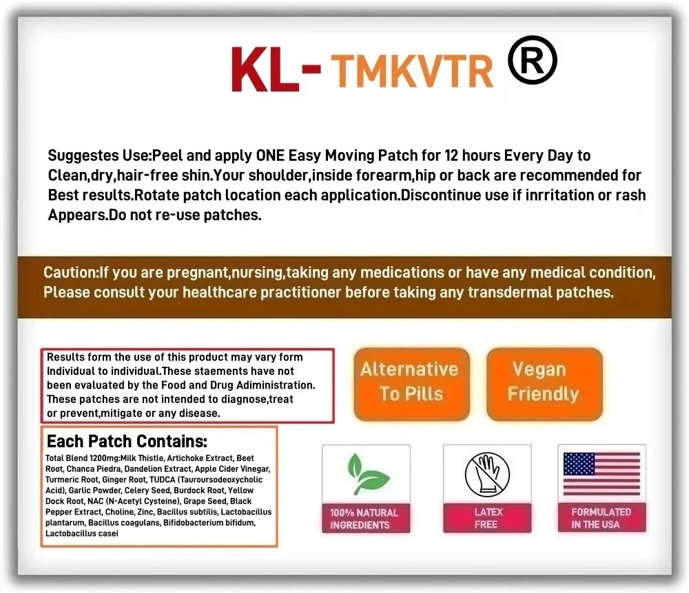 30 parches para limpieza del hígado, parches transdermicos desintoxicantes y reparadores con cardo mariano, TUDCA, NAC, alcachofa, apoya la limpieza del hígado