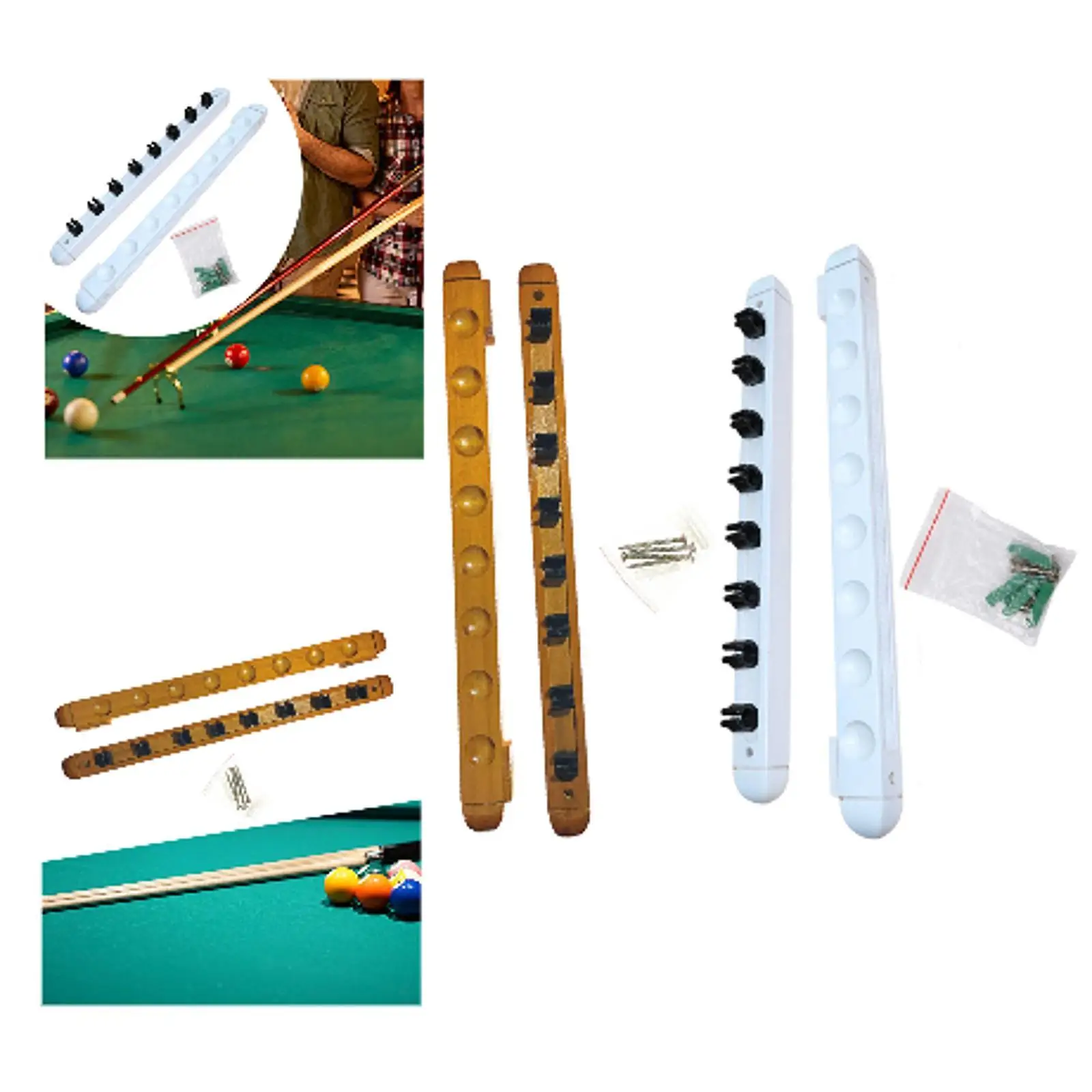 Billiards Pool Cue Rack Billiard Stick Holder Space Saver Pool Cue Holder Wall Rack for Community Center Clubhouse Game Room