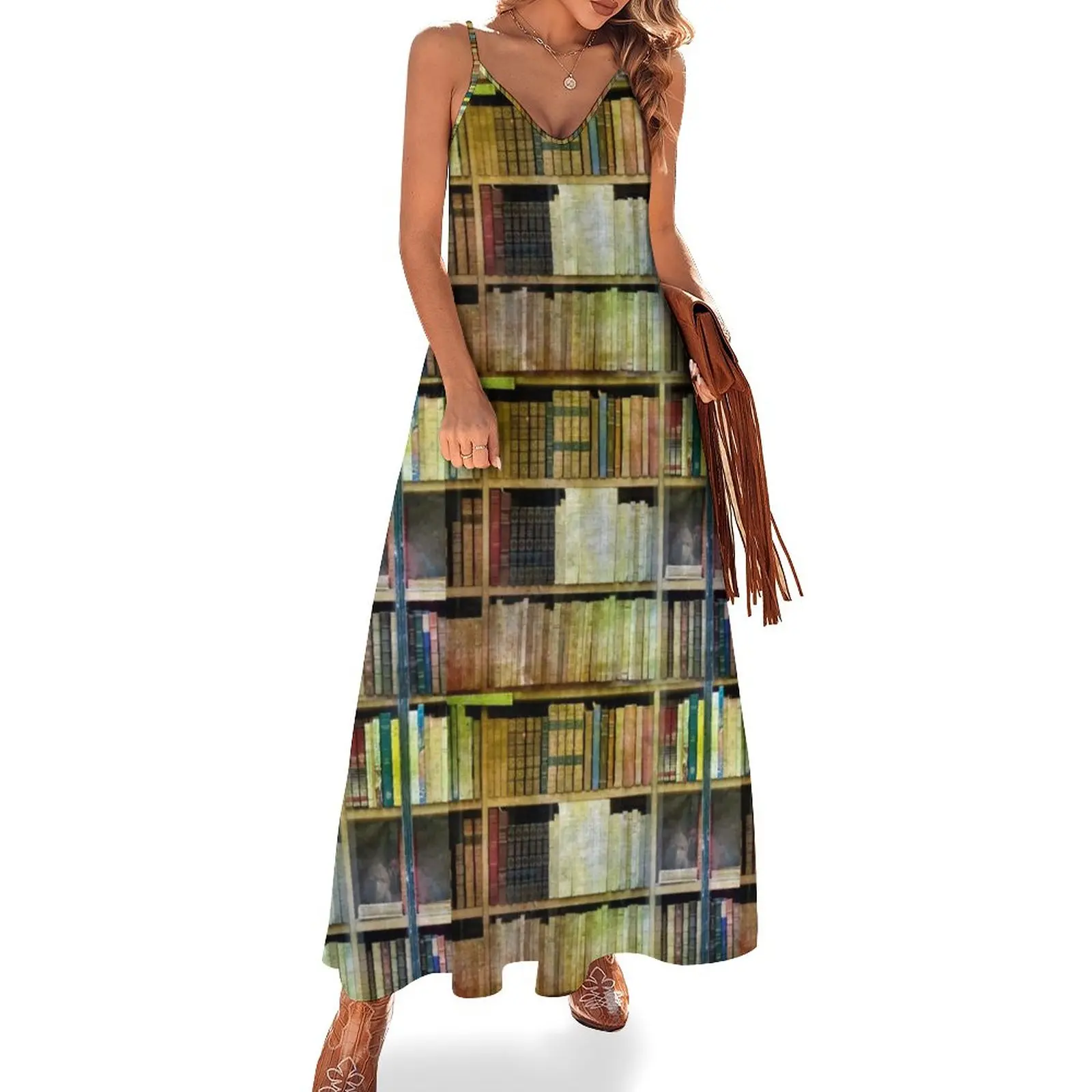 

Antique Books Sleeveless Dress loose summer dress chic and elegant evening dress womans clothing summer women's suit