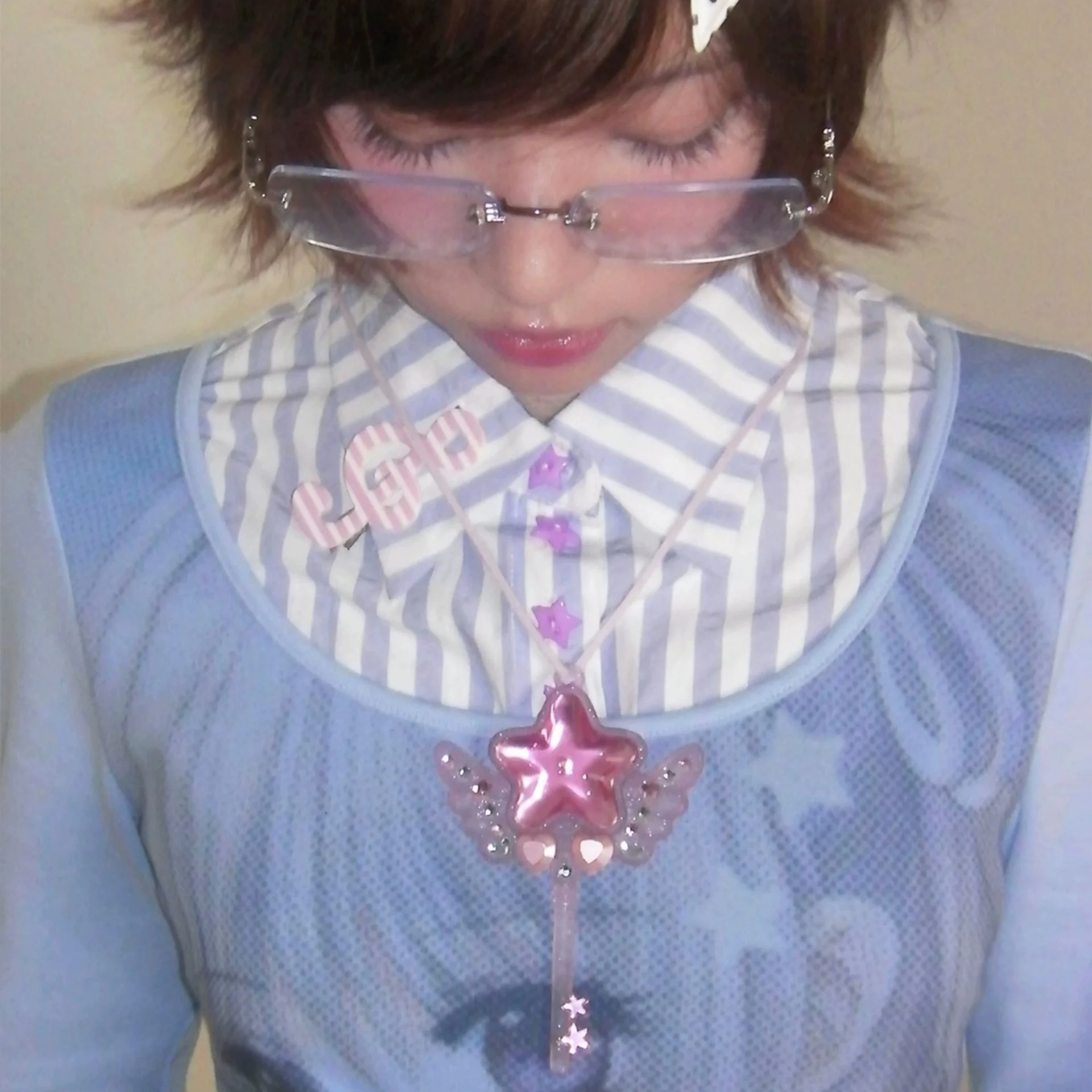 Y2K Subculture Star Wings Magic Wand Key Necklace Original Sweet Cool Girl Valentine's Day Gift Jewelry Decorative Accessories