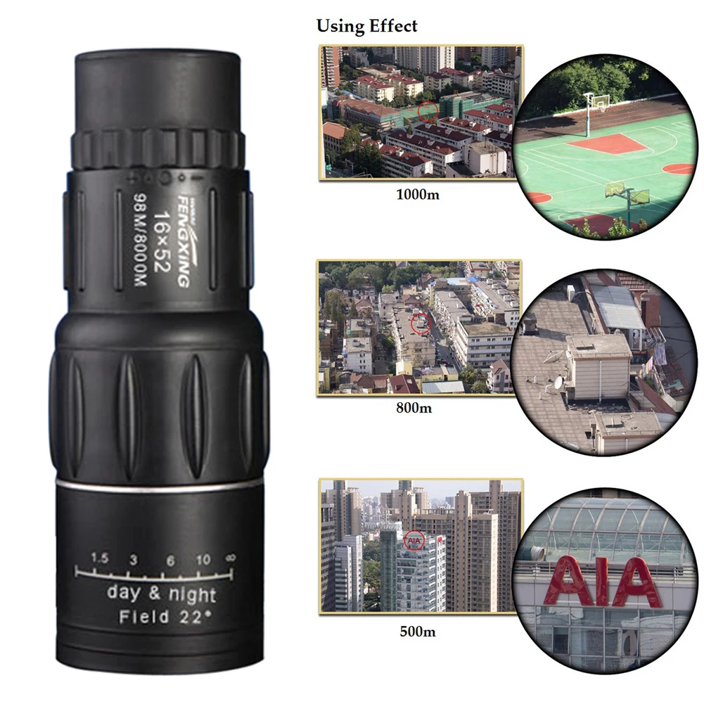 16X52 Dual Focus Monocular Telescope16x Zoom Binoculars 66M/8000M HD Scope Portable Handheld Monocular for Tourism Sightseeing