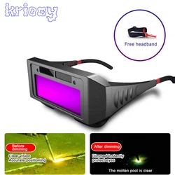 Auto Darkening Welding Helmets Automatic Light Change Auto Darkening Anti- Eyes Shied Goggle Glasses Solar energy Eyes Glasses