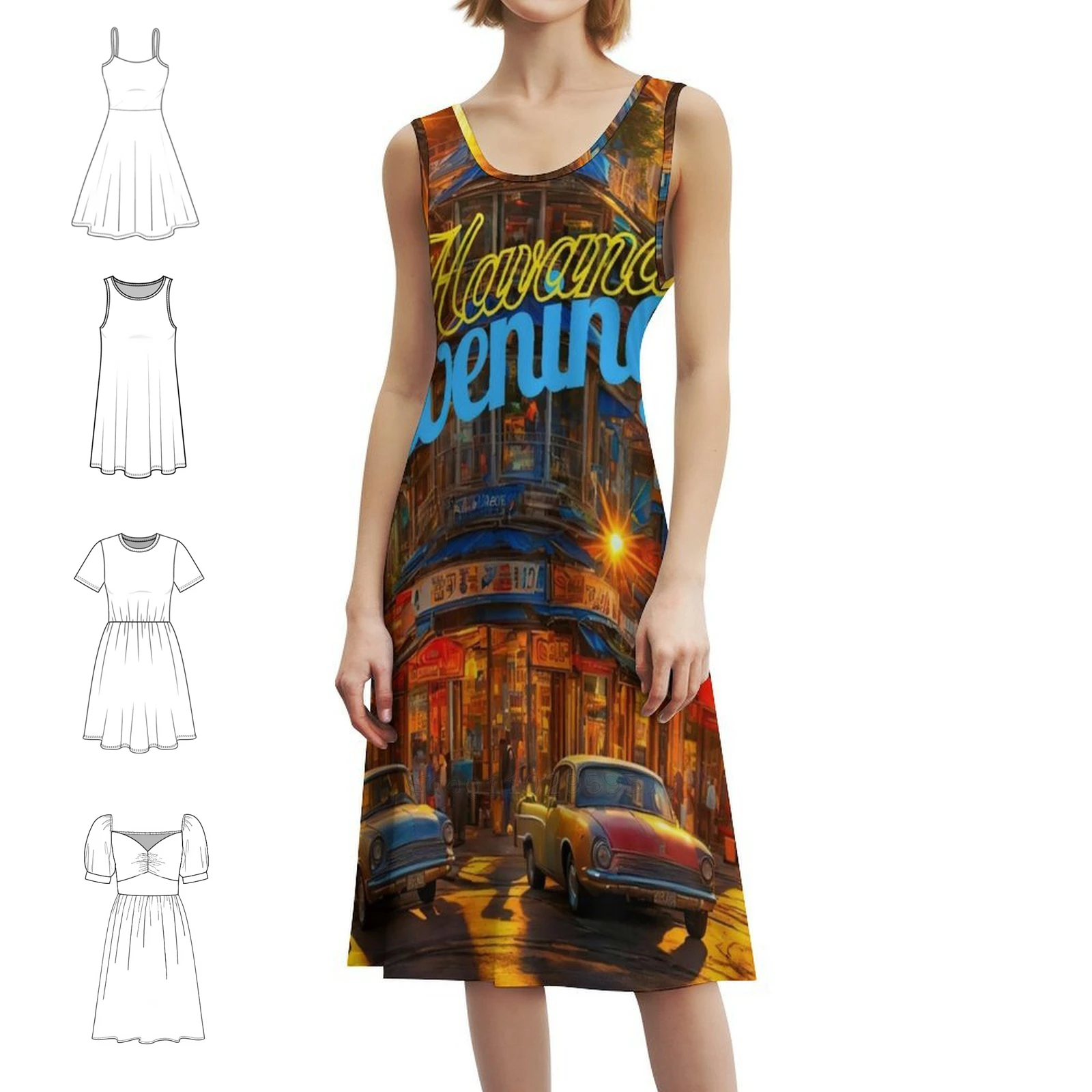 هافانا مساء المرأة الهيب هوب الشارع الشهير فستان جرافيك طباعة ملابس للنادي الحفلات السالسا الكوبية الفن هافانا لوحات الإناث الكوبية