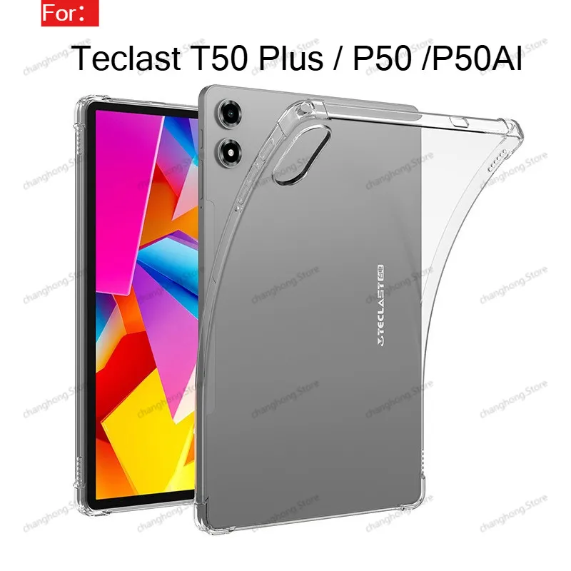 

Чехол для TECLAST P50AI P50 AI / P50 2025 / T50 Plus 2025, прозрачная задняя крышка из ТПУ с 4 противоударными подушками безопасности