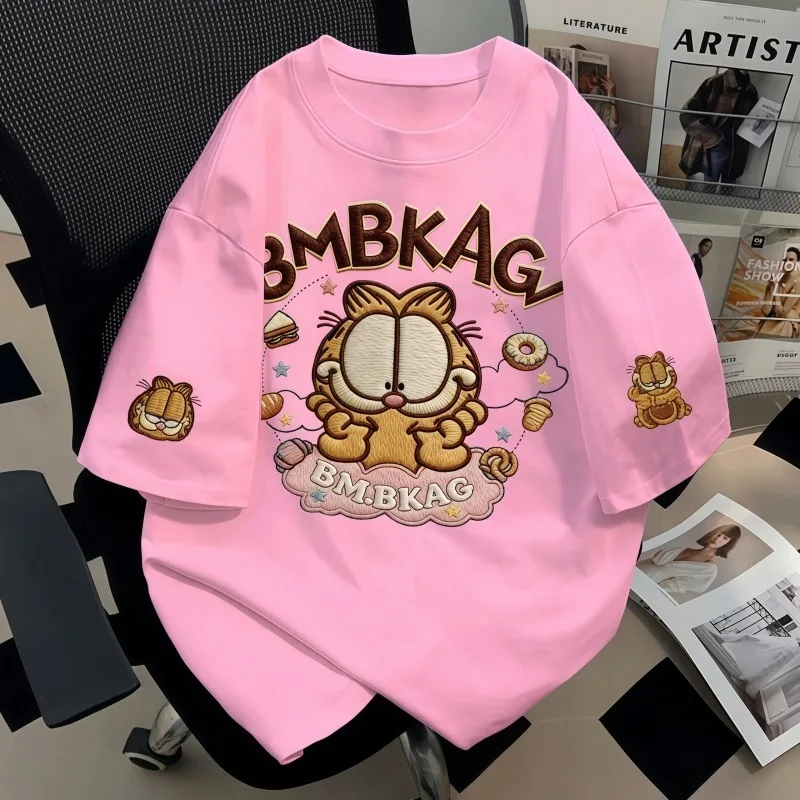 

Garfield American-style trendy T-shirt cartoon anime merchandise new men's summer printed loose casual women's short-sleeve gift