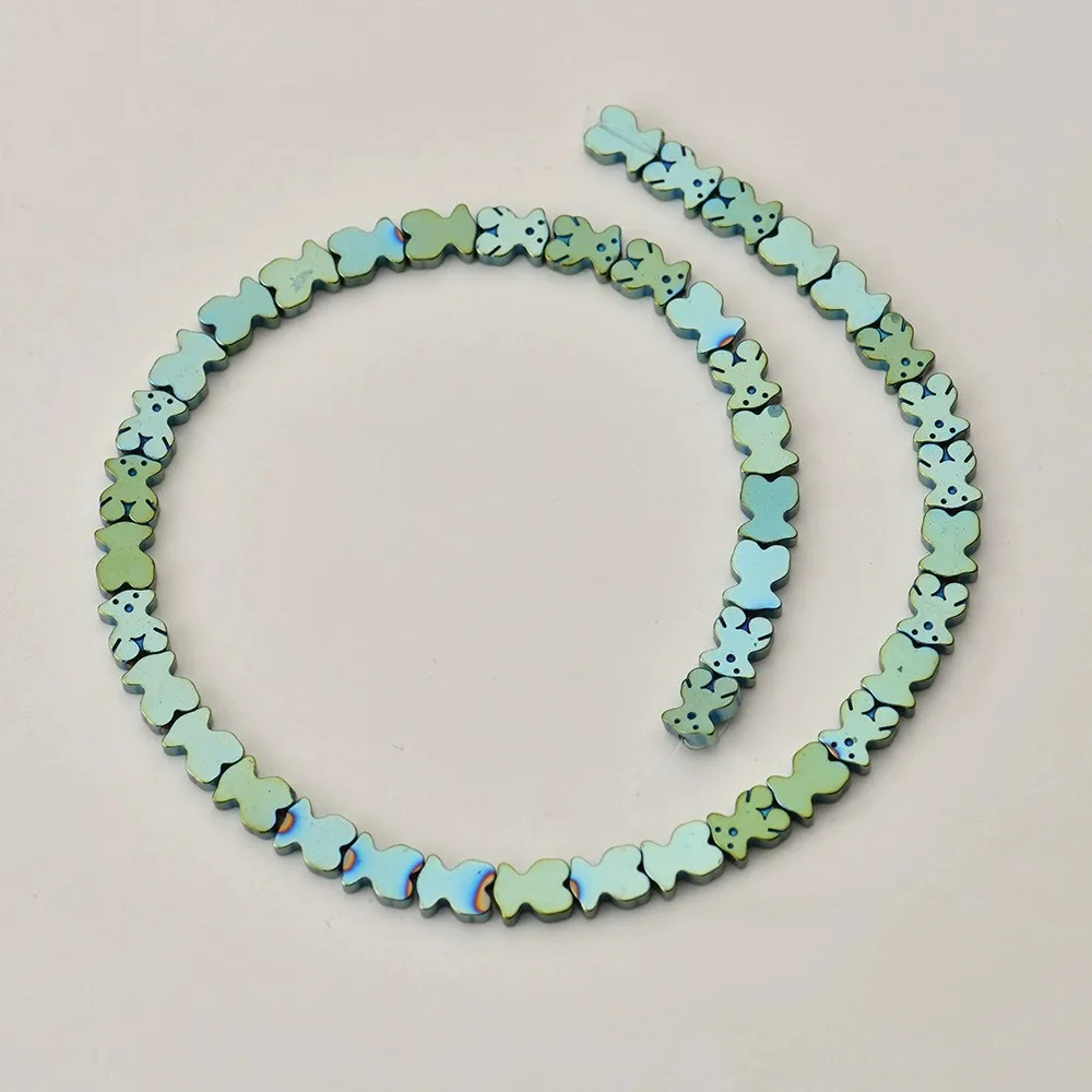 لون الفضة مطلي الهيماتيت الطبيعي الدب الصغير شكل الحجر الطبيعي خزر عازل لصنع المجوهرات سوار ذاتي الصنع العثور على الملحقات #4