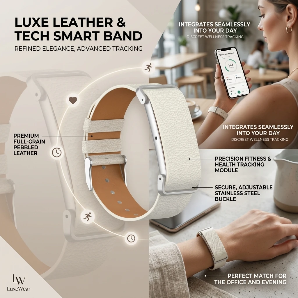 For Google Fitbit Air Leather Strap Lychee Patterned Cowhide Single Loop Compatible with Various Smartwatches - Adjustable Band