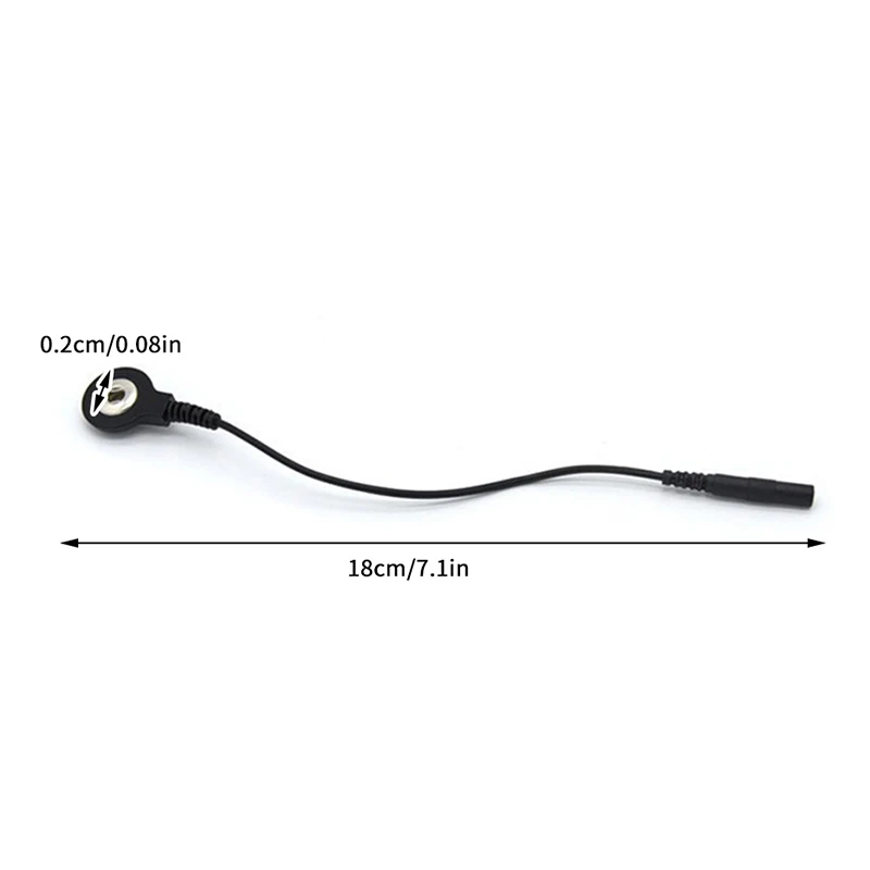 Cables de electrodos estándar, Cables de electrodos, cabezal de CC, 2mm a presión, enchufe de 3,5mm para guantes de electrodos de terapia de masajeador Tens/Ems