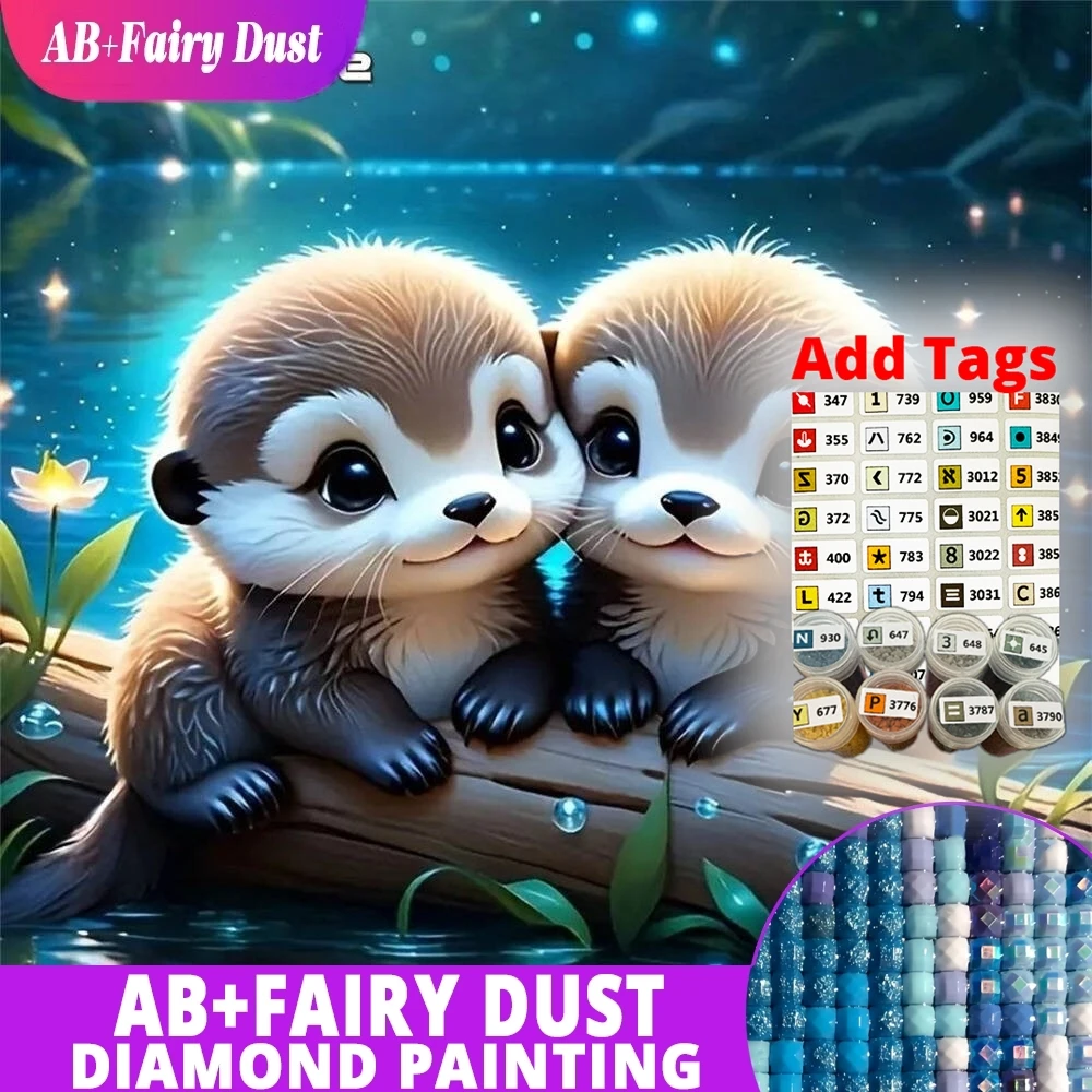 

Наклейки AB Fairy Dust DMC для алмазной вышивки Lutra Lutra Animal DIY, акриловые принадлежности для рукоделия, алмазная мозаика, вышивка с изображением выдры, праздничный набор