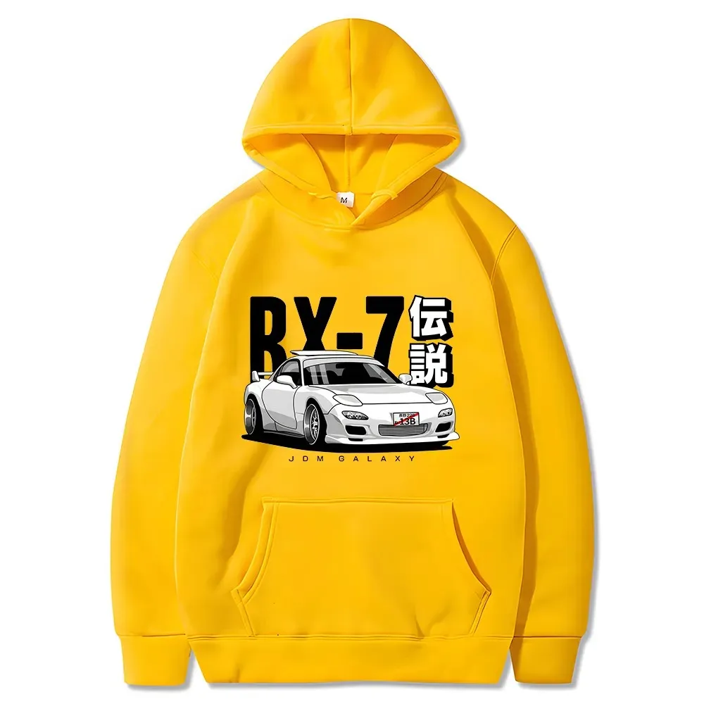 Initial D JDM Hoodie Vintage RX7 FD Drift Japanese Cars Printed Sweatshirt Harajuku Tracksuit Loose Men Streetwear Pullover Tops