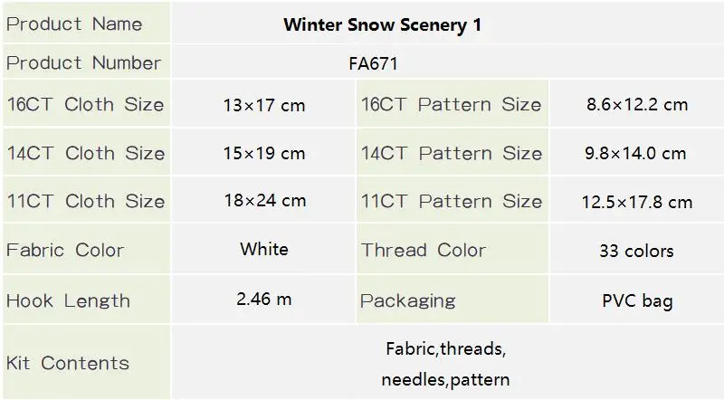 Neues Kreuzstichset Winter Schnee Landschaft HD Muster Geschenk für Mama Aida 16/14/11CT gezählte gestempelte Leinwand DIY Handstickerei Set – Detail 3