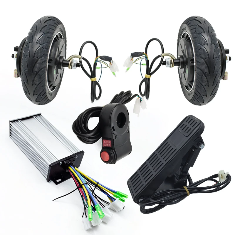 8-inch 350W solid wheel hub dual motor 700W 24V36V48V modified scooter go kart dual motor kit with drum brake