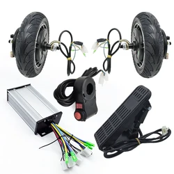 8-inch 350W solid wheel hub dual motor 700W 24V36V48V modified scooter go kart dual motor kit with drum brake