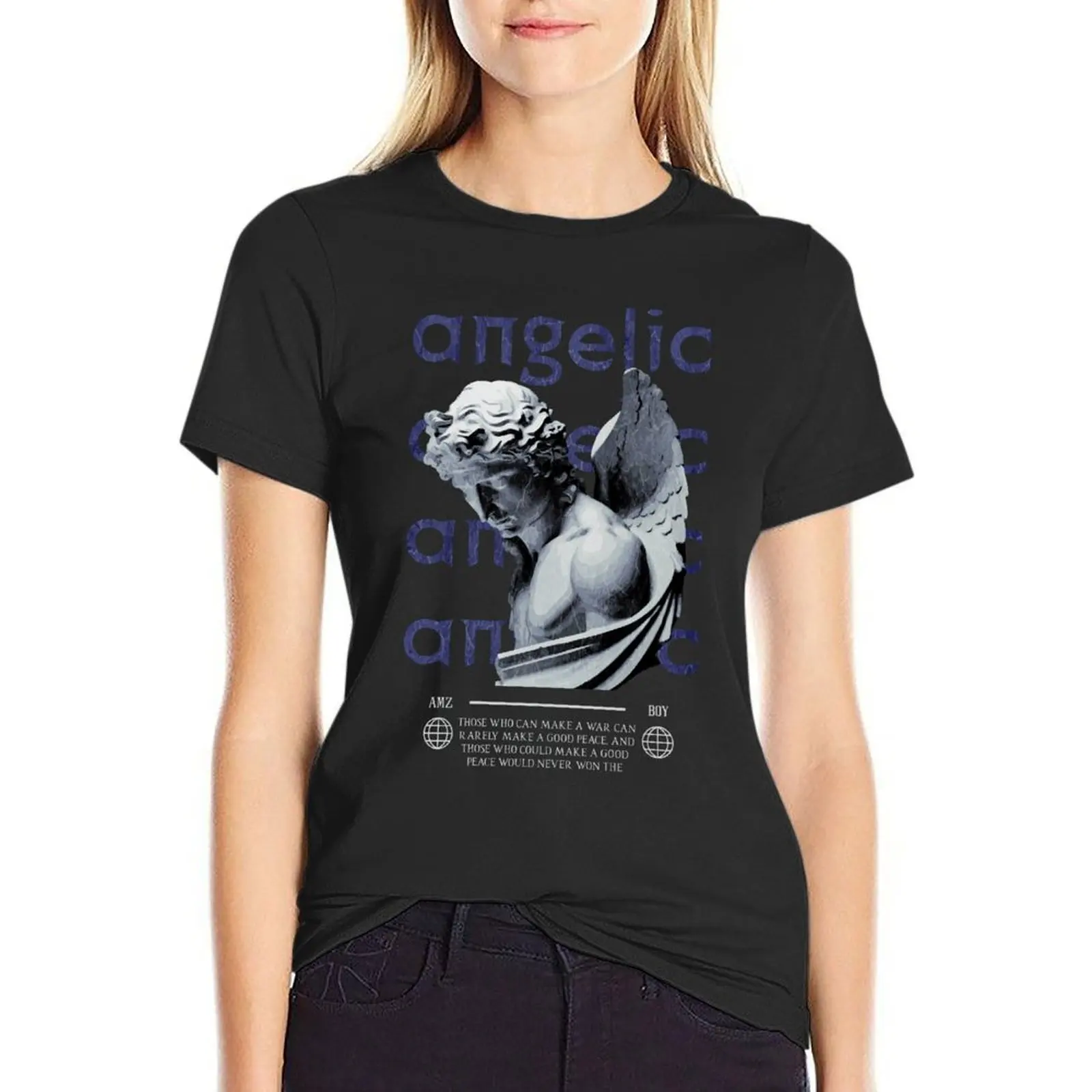 Angelic Aesthetic statue - Vaporwave Streetwear T-Shirt anime cute tops t-shirt dress for Women long