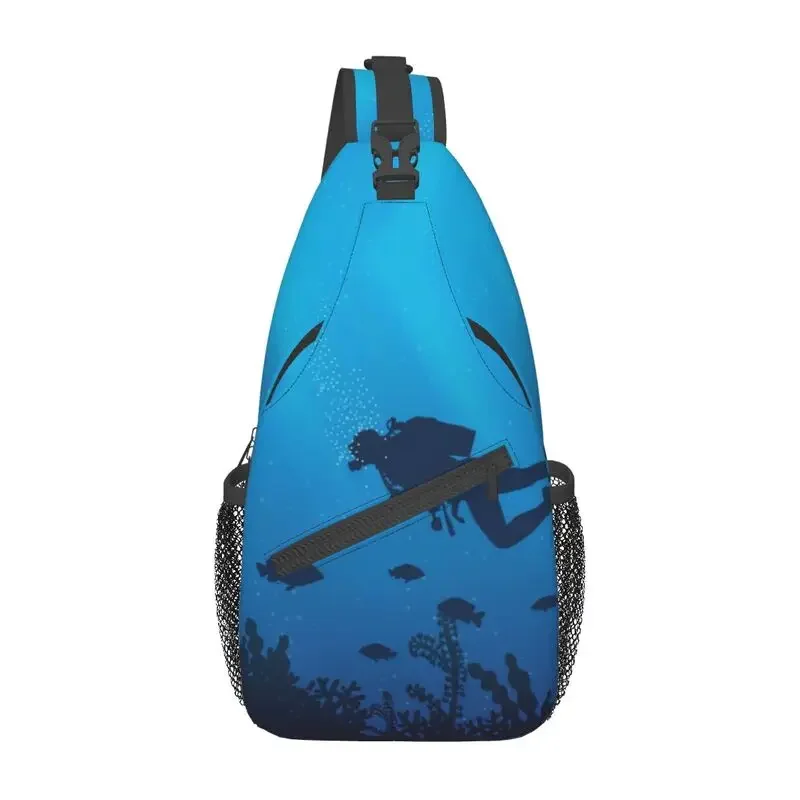 Casual Scuba Pattern Sling Bags for Travel Hiking Men's Dive Lover Divers Crossbody Chest Backpack Shoulder Daypack