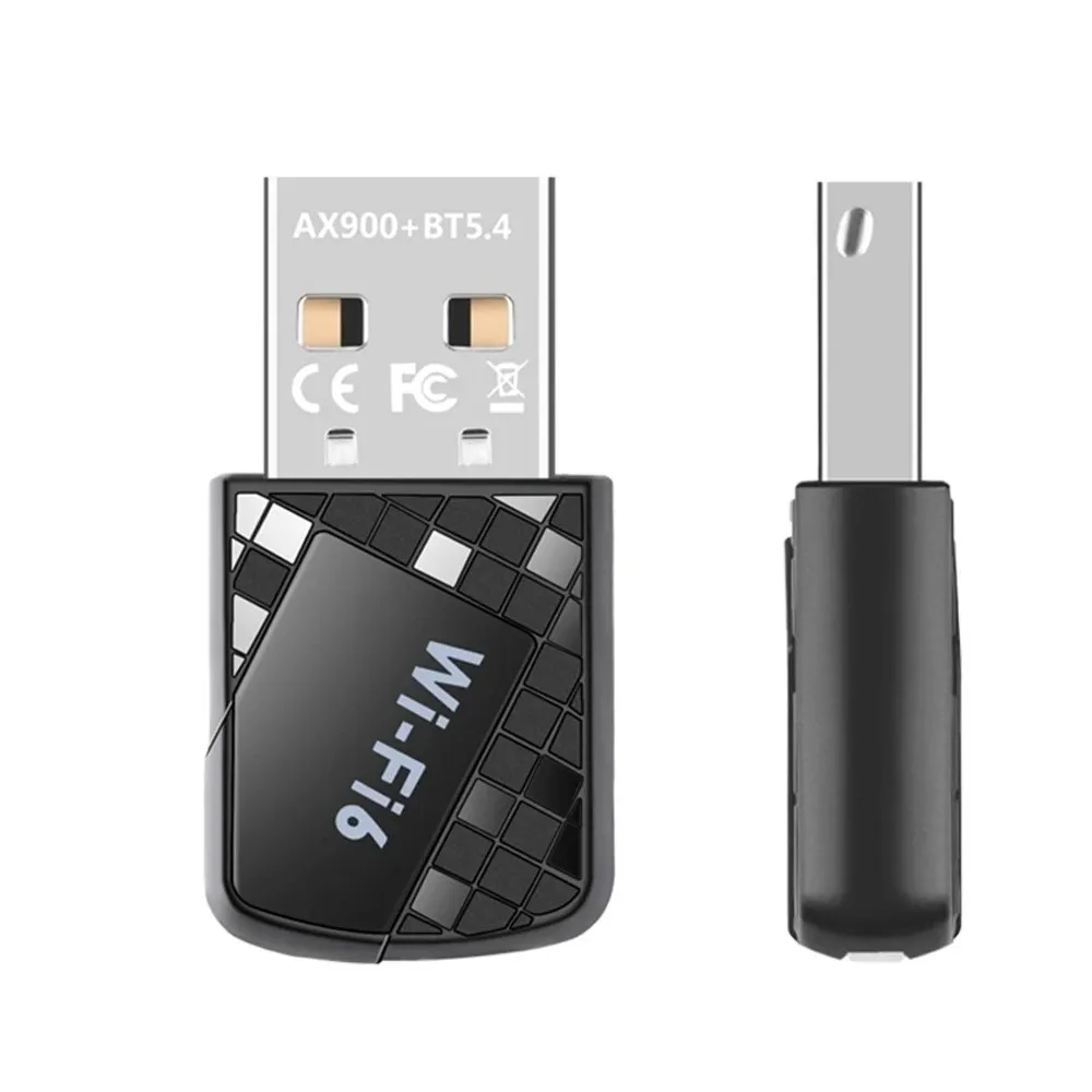 Adaptor WiFi 6 Bluetooth 5.4 900Mbps Dual Band Kartu Jaringan USB 2in1 Dongle Mini USB Penerima WiFi Nirkabel Jaringan Nirkabel