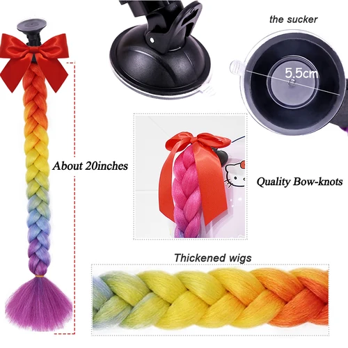 Imagen 2 del producto 24 pulgadas trenzas de cascos para motos ,Jumbo trenzada para casco motos hombre mujer niño ,cola de caballo de casco patinete eléctrico ,decoración de peluca casco de ciclismo /esquí，accesorios artículos de moto