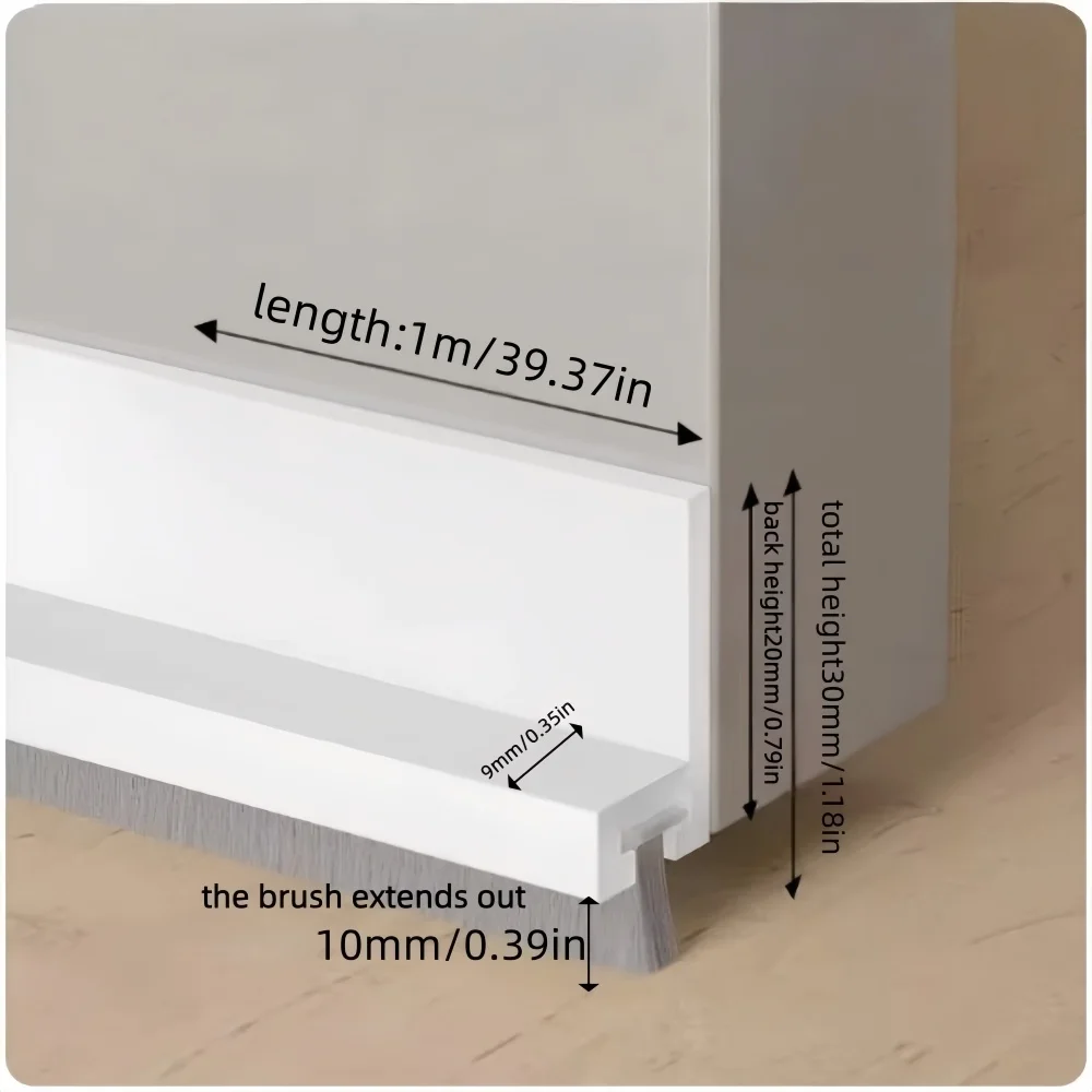 1PC 1m/39.37inch Door Seal Draft Stopper With Brush Reduce Noise Door Sweep Breeze Blocker Insect Proof Dust Proof Sound
