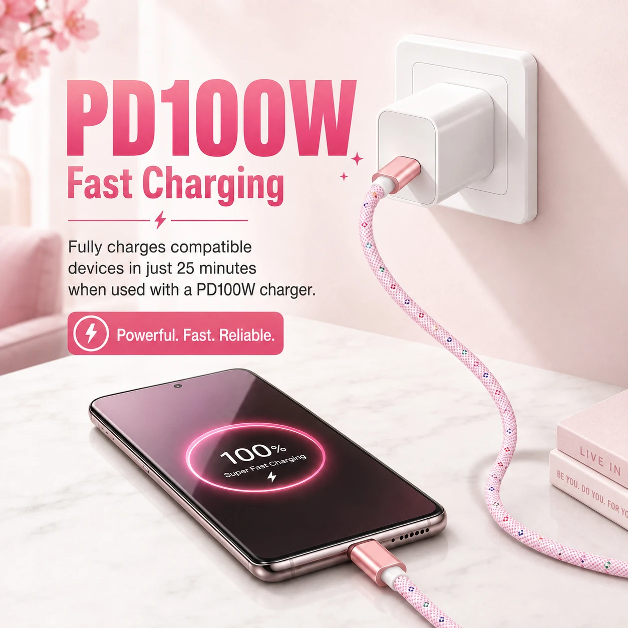 BEIXY 100W USB C to USB C Cable 3M, PD Fast Charging Nylon Braided Charger & Data Cable, Type C Charging Cord for Phone Laptop