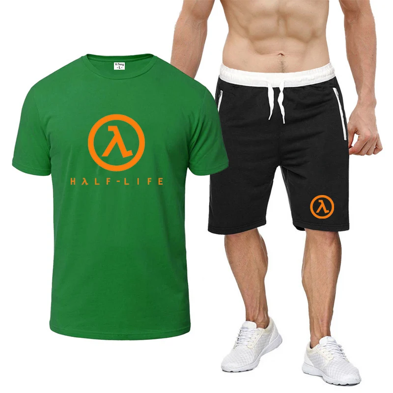 

2025 Men' Summer Half Life Game 1998 Printing New Eight-Color Short-Sleeved Sets Comfortable T-shirt Top + Shorts Suit