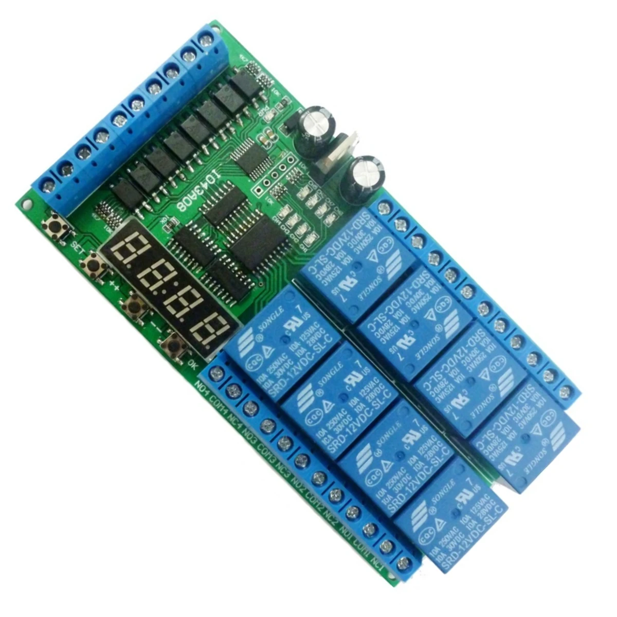 1PCS IO43A08 8ch DC 12V Multifunction Delay Module Cycle Timer Switch for Power sequencer Motor LED PLC Lathe