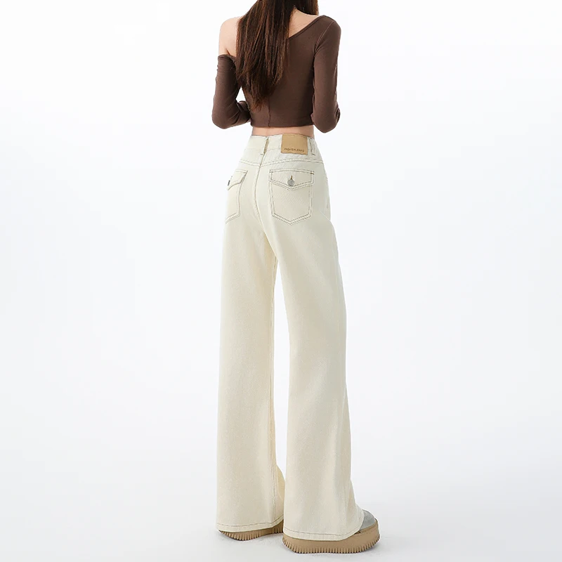 

2025New autumn high-waisted loose-fit flared jeans for women, slimming and not tight-fitting, with a floor-length bootcut design