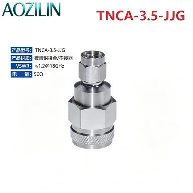 AOZILIN Stainless Steel TNC to SMA RF Adapter DC-18GHz Low VSWR 3.5mm Coaxial Test Connector