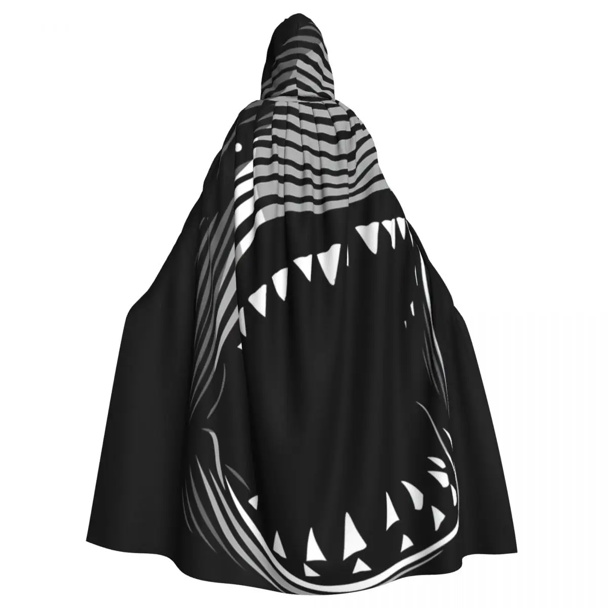 Lines Killer Shark Hooded Cloak Halloween Party Cosplay Woman Men Adult Long Witchcraft Robe Hood