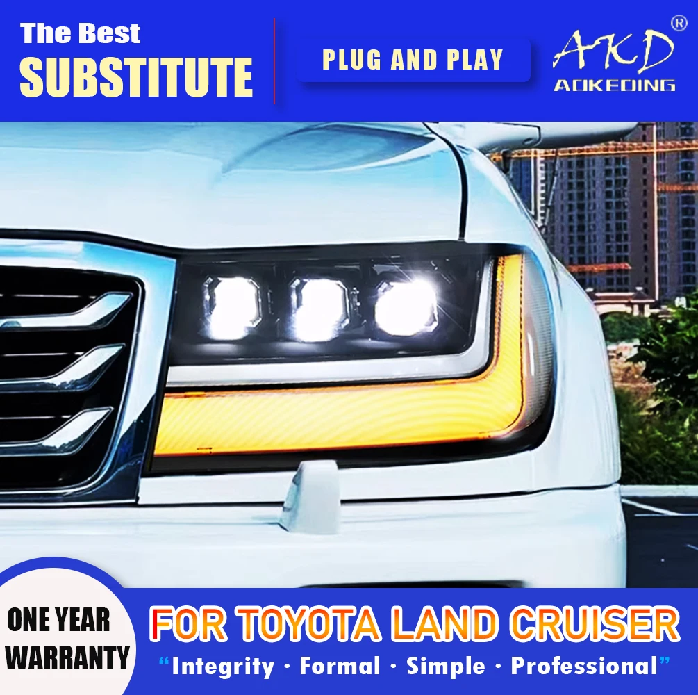 

AKD Head Lamp for TOYOTA Land Cruiser LED Headlight 1998-2007 Headlights LC100 DRL Turn Signal High Beam Angel Eye Projector