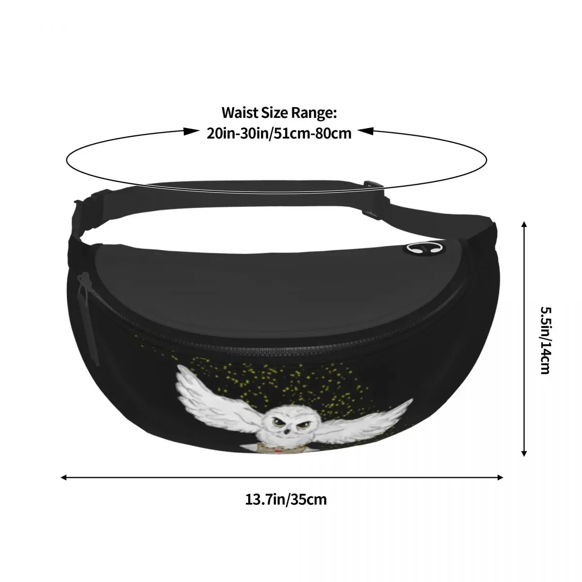 Tas Tote Penerbangan Burung Hantu Keren Kustom Paket Fanny untuk Bersepeda Berkemah Pria Wanita Tas Pinggang Selempang Ajaib Penyihir Kantong Uang Ponsel