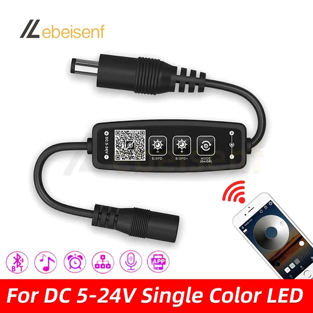 Nowy DC 5V 12V 24V 3A Jednokolorowa taśma LED Inteligentna aplikacja Bluetooth Muzyka MIC Grupa czasowa Oświetlenie Mini DIM Ściemniacz Kontroler