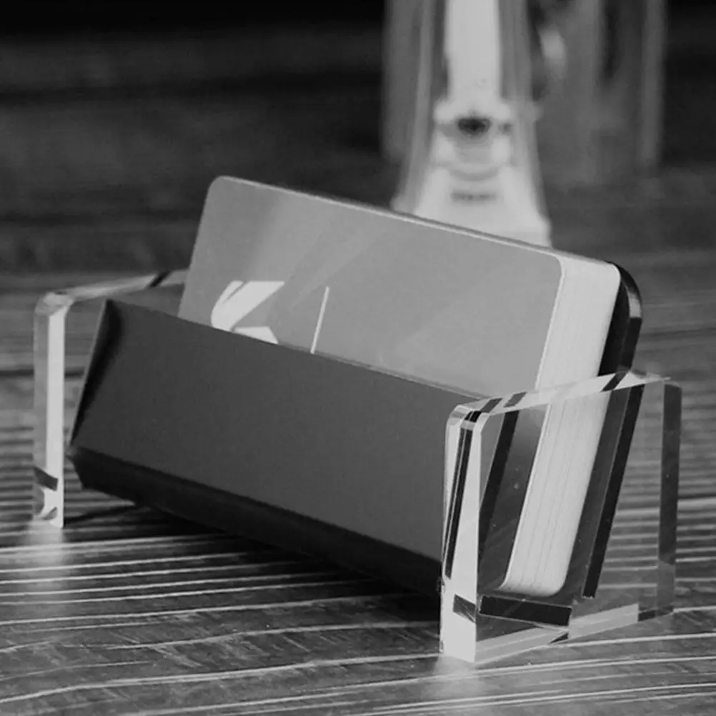 2Pcs Desktop Cards Holder Acrylic Business Cards Dispenser Vertical Stand High Capacity Organizer for Office Desk Company