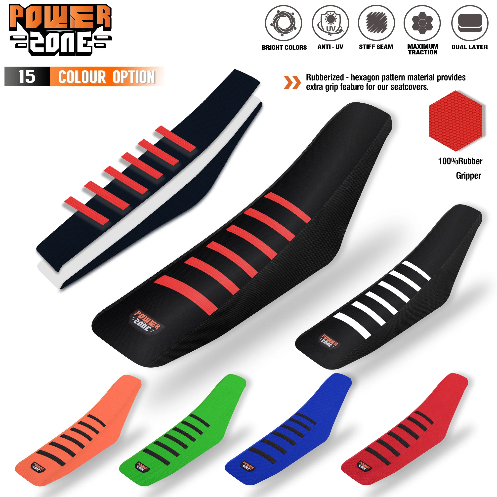 Pokrowiec na siedzenie Powerzone Rib Ribbed Gripper w wodoodpornym zestawie ochronnym Antypoślizgowy Pokrowiec na siedzenie SXF EXC KXF CRF YZF WR TC TE