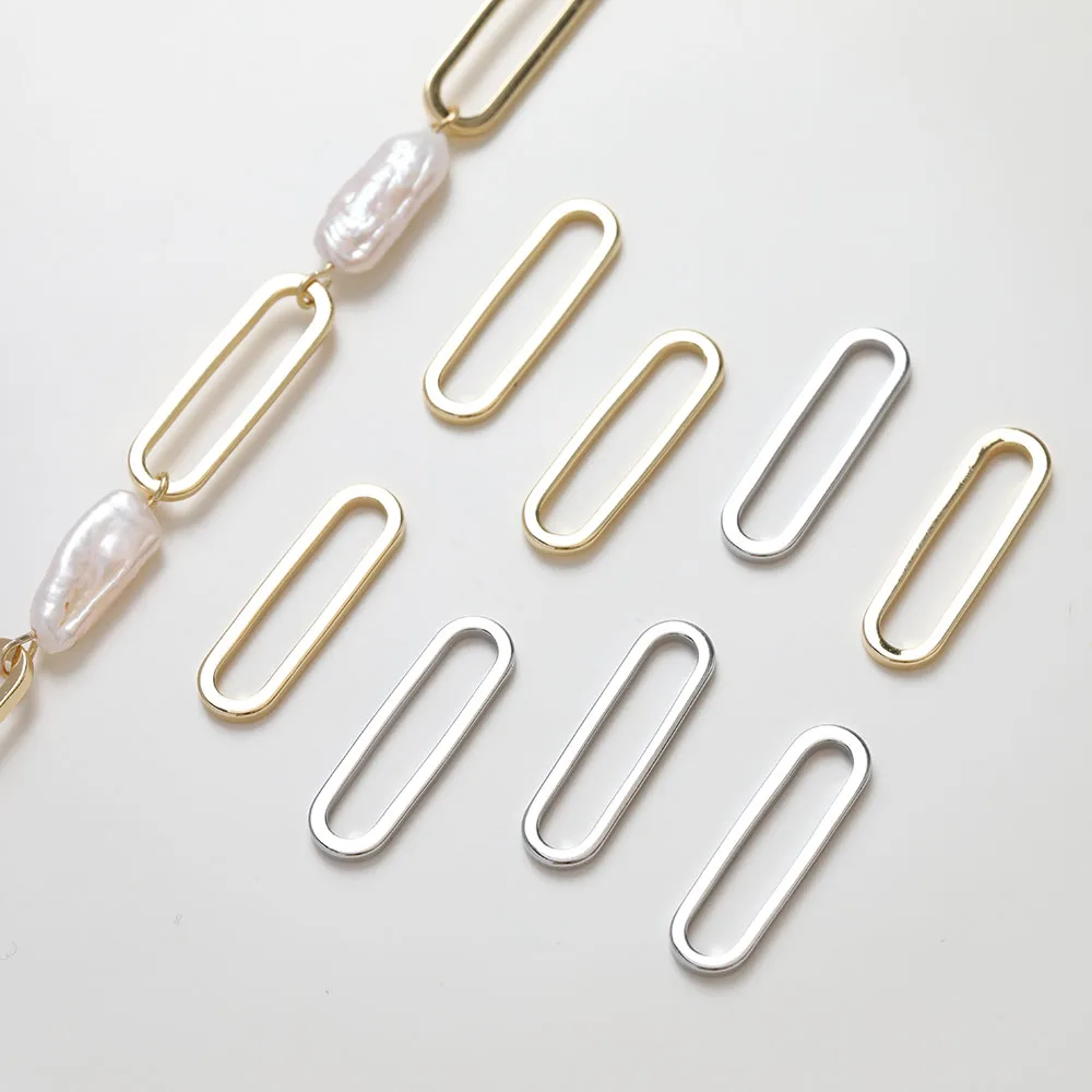 

10PCS 14K Gold Plated Brass Simple Oval Link Circle For Necklace Bracelet Accessories Material DIY Making Supplies