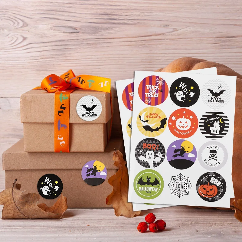 10sheet Halloween Package Stickers Handmade DIY Gift Boxes Sealing Holiday Gift Box Decoration Festive Decorat Sticker Supplies