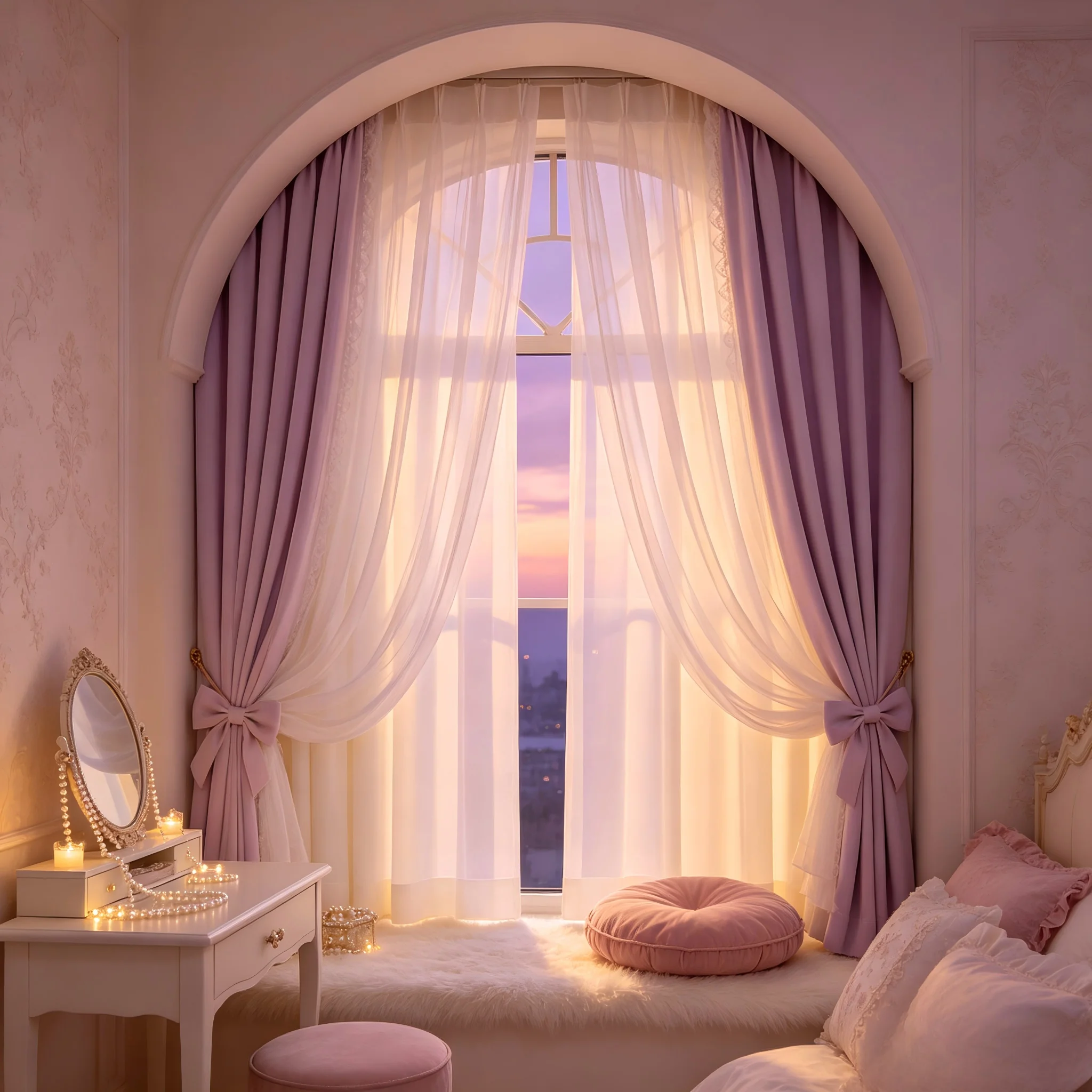 200052   Purple dreamy atmosphere chiffon embroidered curtains