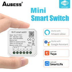 Aubess Tuya WiFi Mini DIY Breaker Smart Switch Module 2CH Smart Life APP Remote Control Light Relay Work With Alexa Google Home