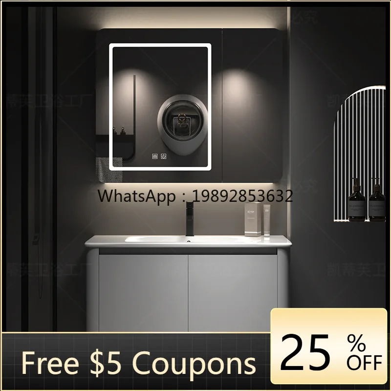 HYS new bathroom cabinet combination toilet wash basin bathroom wall cabinet ceramic integrated basin wash table mirror cabinet