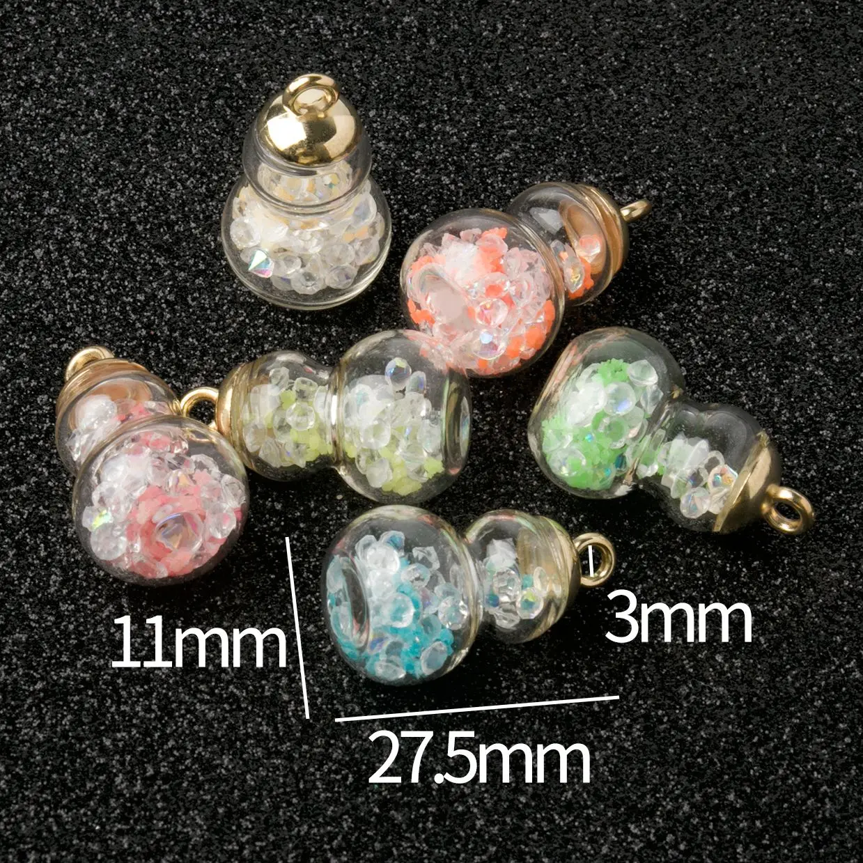 10pcs/lot 28x16mm Transparent Gourd Shape Glass Bottles Pendants Luminous Gravel Charms Earrings Crafts for Christmas Decoration