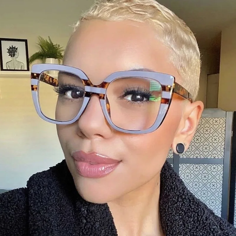 Oversized Square Eyeglasses Frames Fashion Spectacles Ins Trendy Vintage Multicolor Rim Women Party Decor Eyewear Driving Glasse