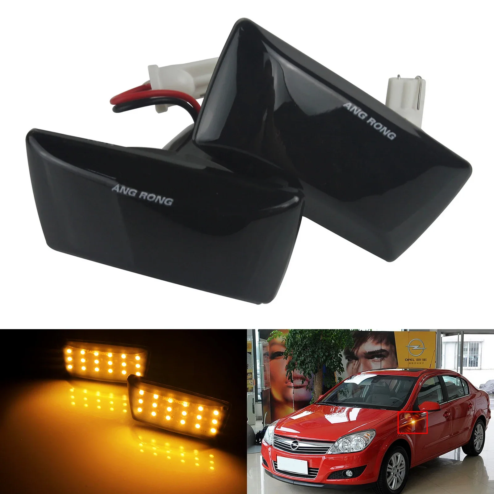 ANGRONG 2x Amber LED Side Marker Repeater Indicator Light Lamps For Chevrolet Cruze J300 09+