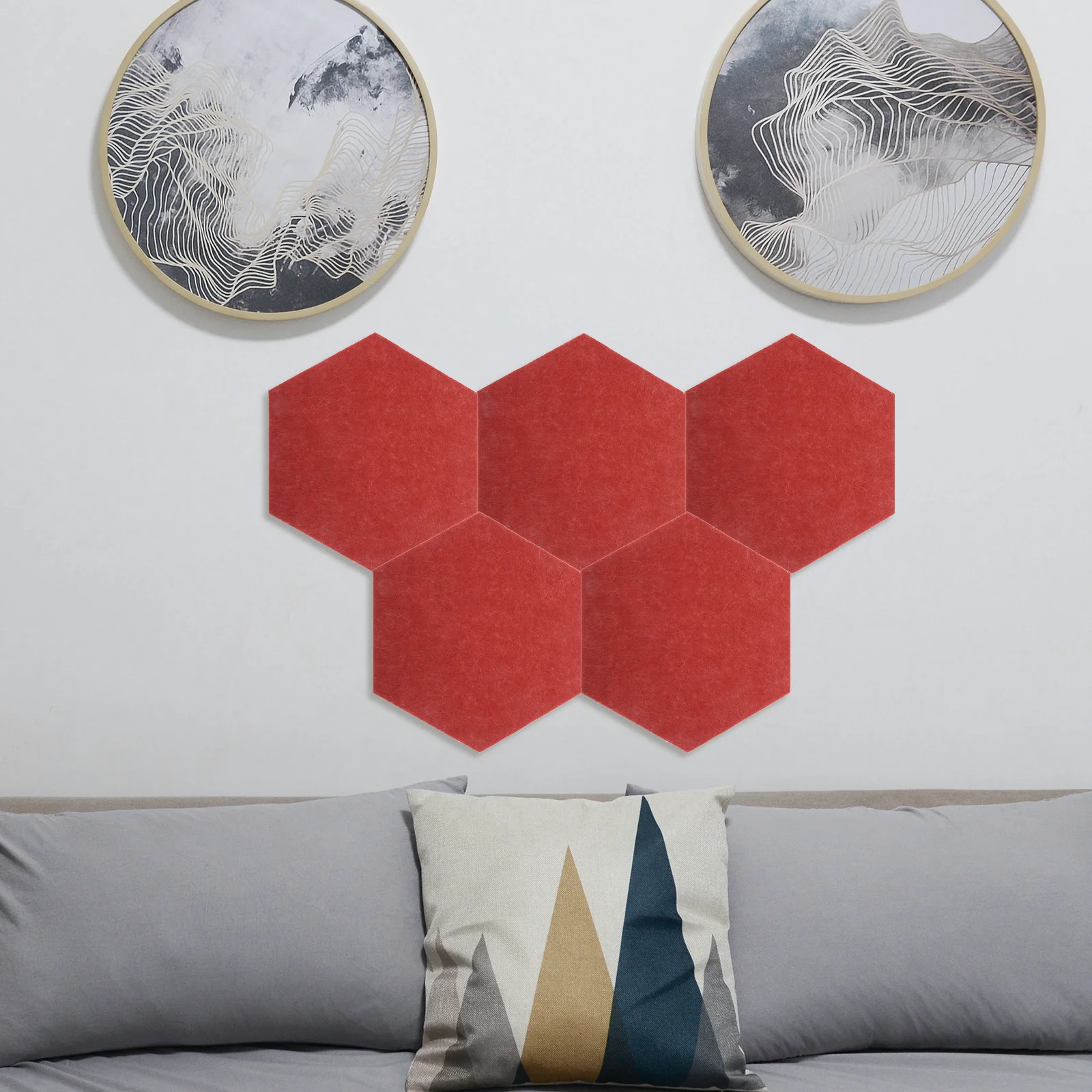 12Pcs Felt Board Message Boards Hexagon Bulletin Wall Mats Creative Soundproof Memo Reminder Notice Display for Office Classroom