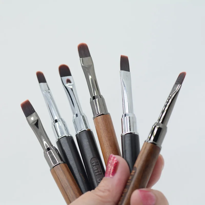 1 قطعة فرشاة أظافر أكريليك القلم لمسحوق مانيكير مقبض خشبي مستدير جل منشئ فرش #3