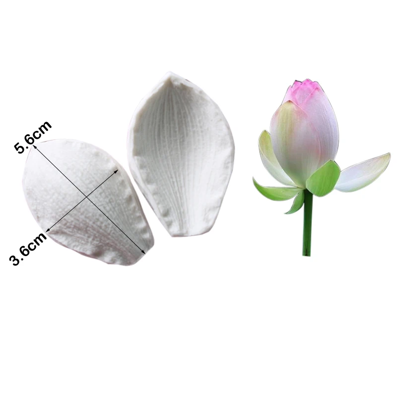 Lotus Veiner Silicone Mold Candle Flower Cold Pocelain Gumpaste Sugar Clay Flower Earring Resin Tools Moulds DIY M2101