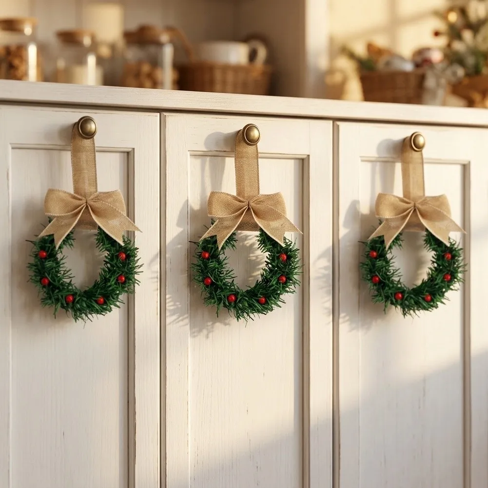 Festive Door and Cabinet Wreath for Holiday Styling Featuring Enduring Design Elements Compatible with Various Home Decor Themes